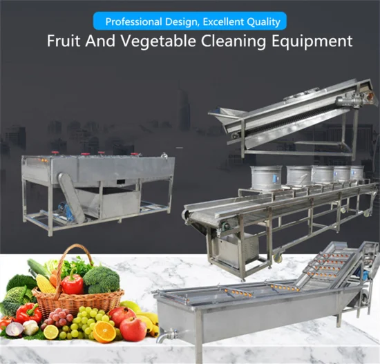1-3 T/H 380V Lavadora de frutas y verduras Línea de productos de lavado