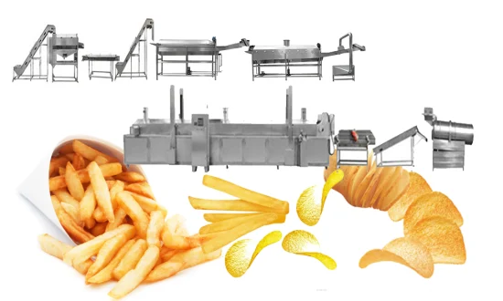 300-500kg patatas fritas crujientes automáticas que hacen la línea de producción de bocadillos a precio de máquina